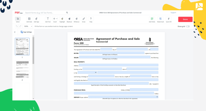 Orea commercial agreement of purchase and sale